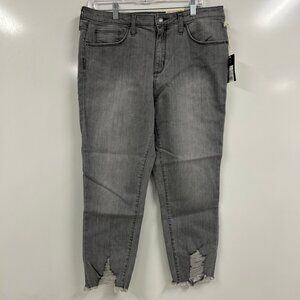 New Universal Thread Gray Distressed Skinny Jeans Womens 14 Raw Hem Grunge